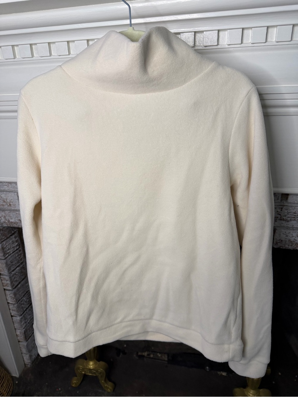 Dudley Stephens Cobble Hill Cream Fleece Funnel Neck Pullover Medium